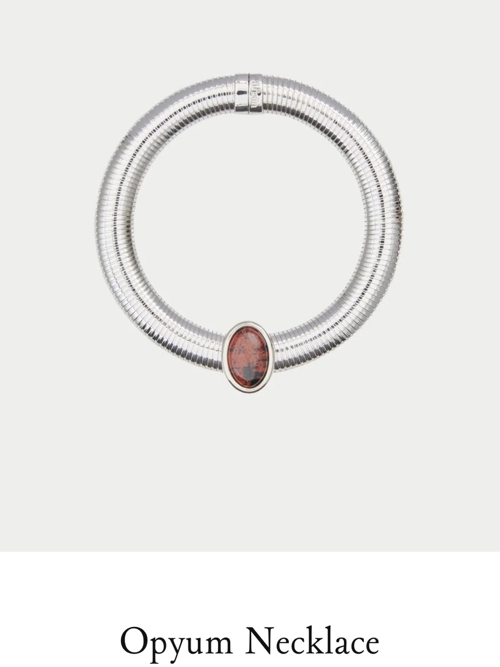 Julietta Silver Omega Collar Necklace with Natural Obsidian Stone